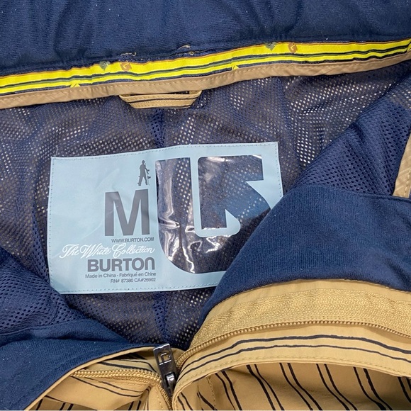 Burton White Collection Boarding Snow Pants Tan with Black Stripes Size Medium - Picture 14 of 16